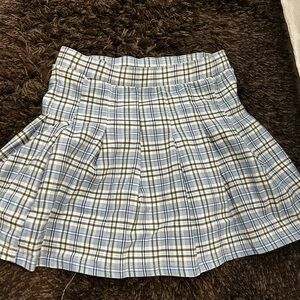 Plaid Blue, Grey, and White Women's Skirt